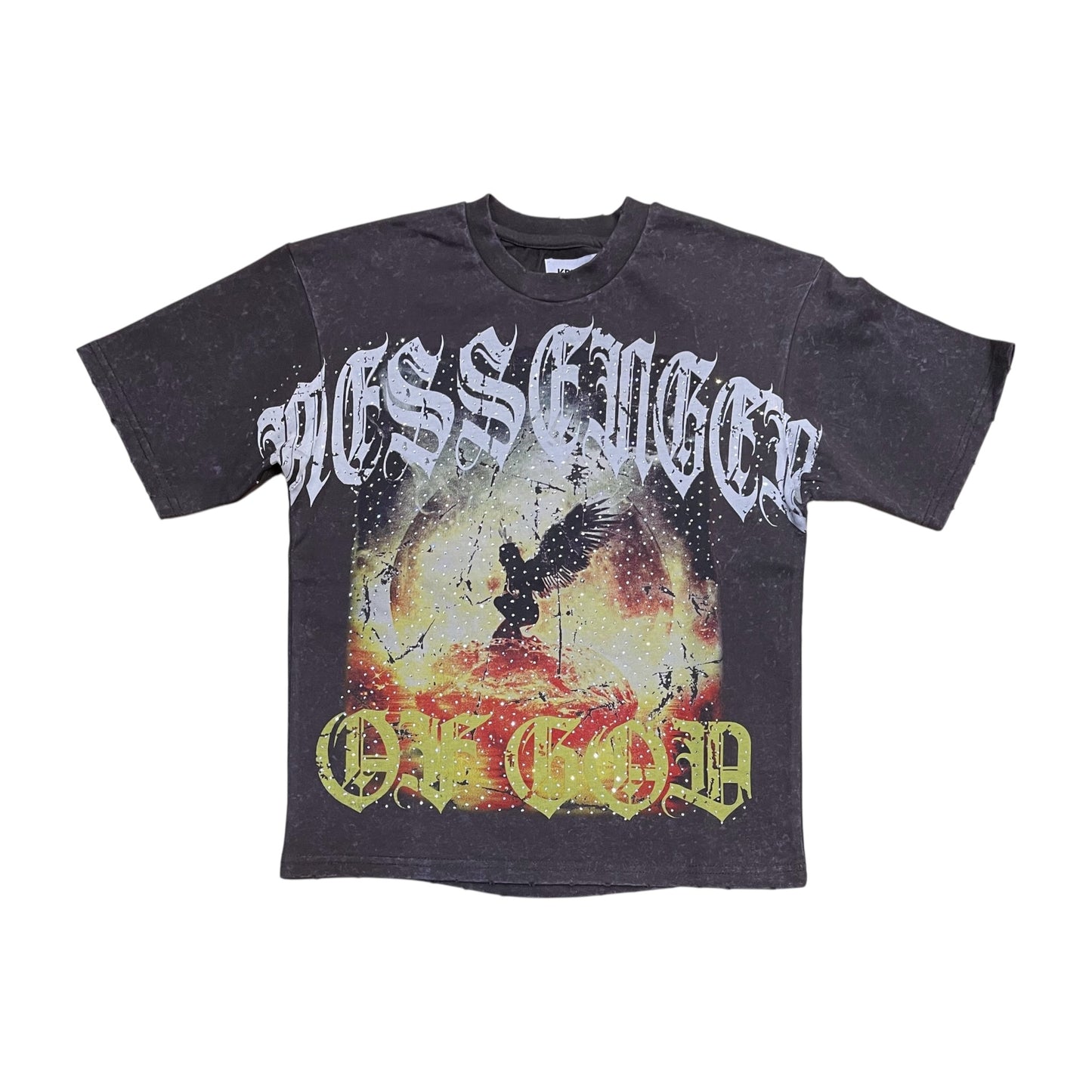 KR603K - Boy's/Kid's Messenger of God Rhinestones Cropped Top T-Shirt