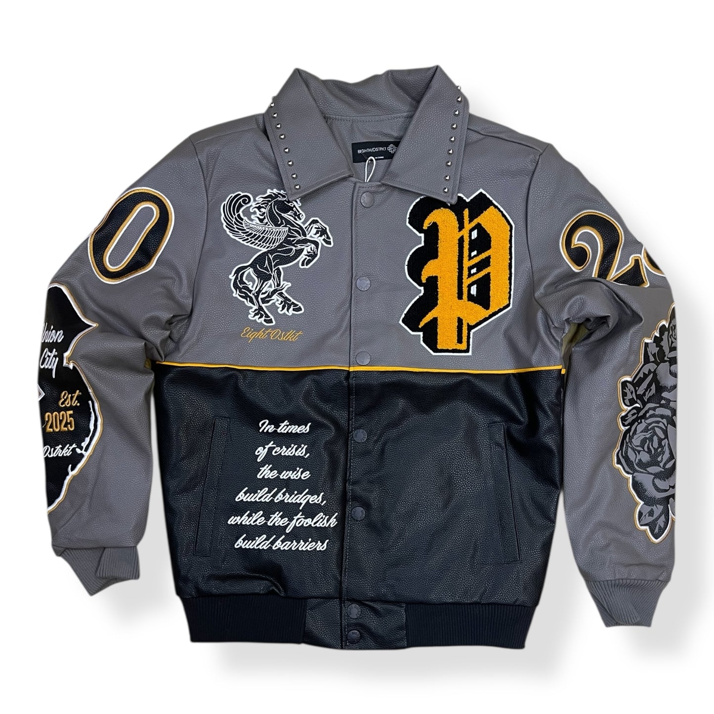 DF5506 - Pegasus PU Body/Direct Embo Varsity Jacket