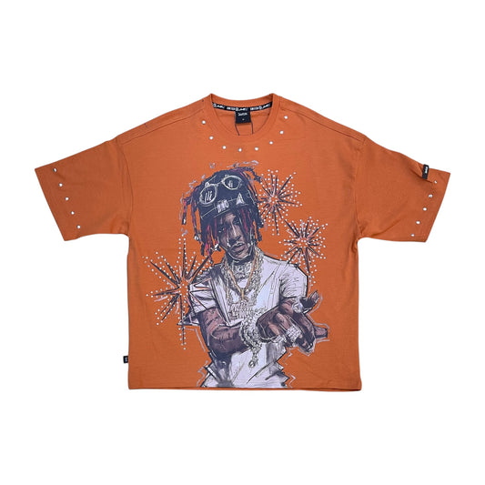 SM6129 - Raw Energy with Studs Boxy Graphic T-Shirt