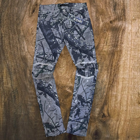 KNB3397 - Zipper Stacked Camo Pants