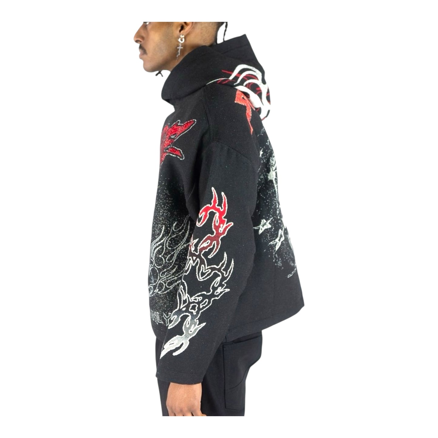 152-339 - Mad Dog Rhinestone Tapestry Hoodie