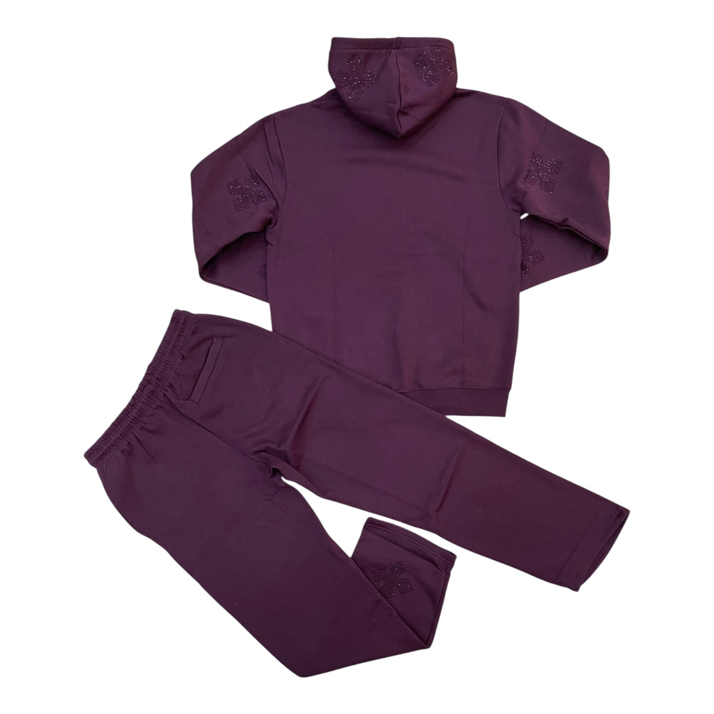 WH-FS565 - Cross Rhinestone Fleece Set w/Straight Pants