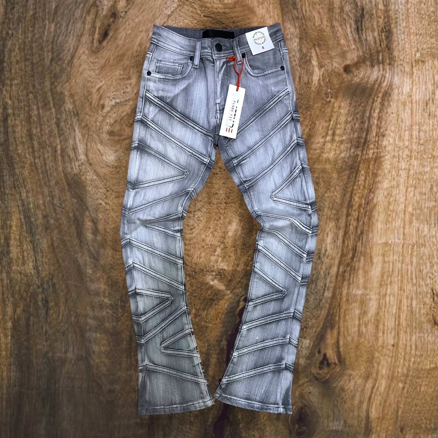P432K - Boys/Kids 8-18 Charlie Stacked Flare Jeans