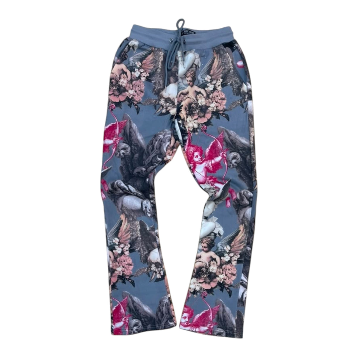 FB3615 - Angels Digital Print With Rhinestone Stacked Flared Pants