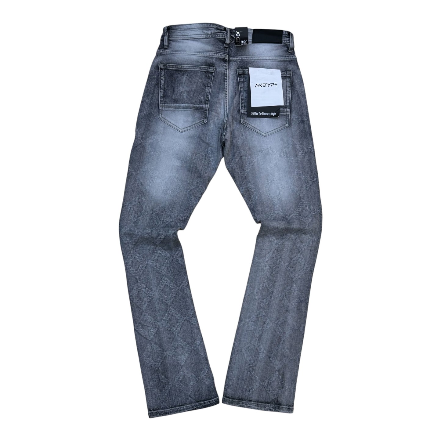 P571 - Diamond cut with Studs Stretchable Stacked Flared Jeans