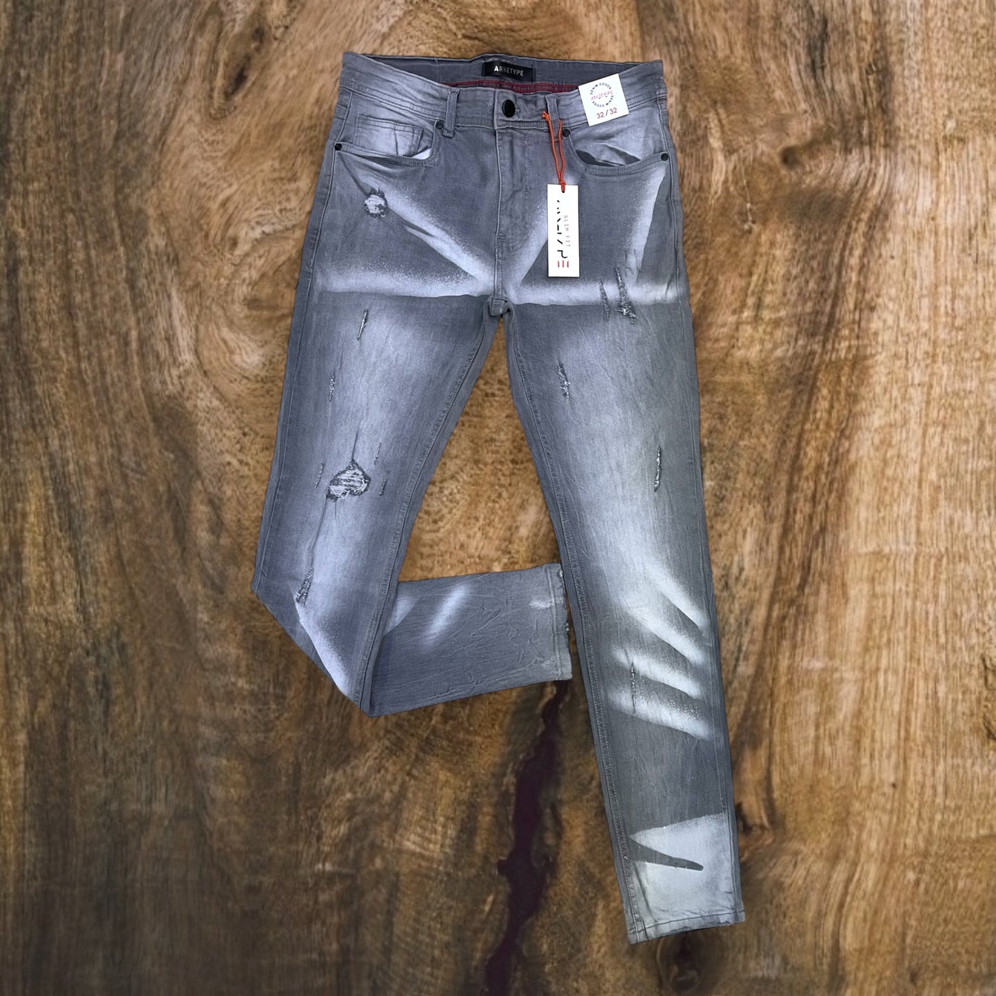 P542 - Jackson Rip & Repair Faded Wash Slim-Fit Stretch Jeans