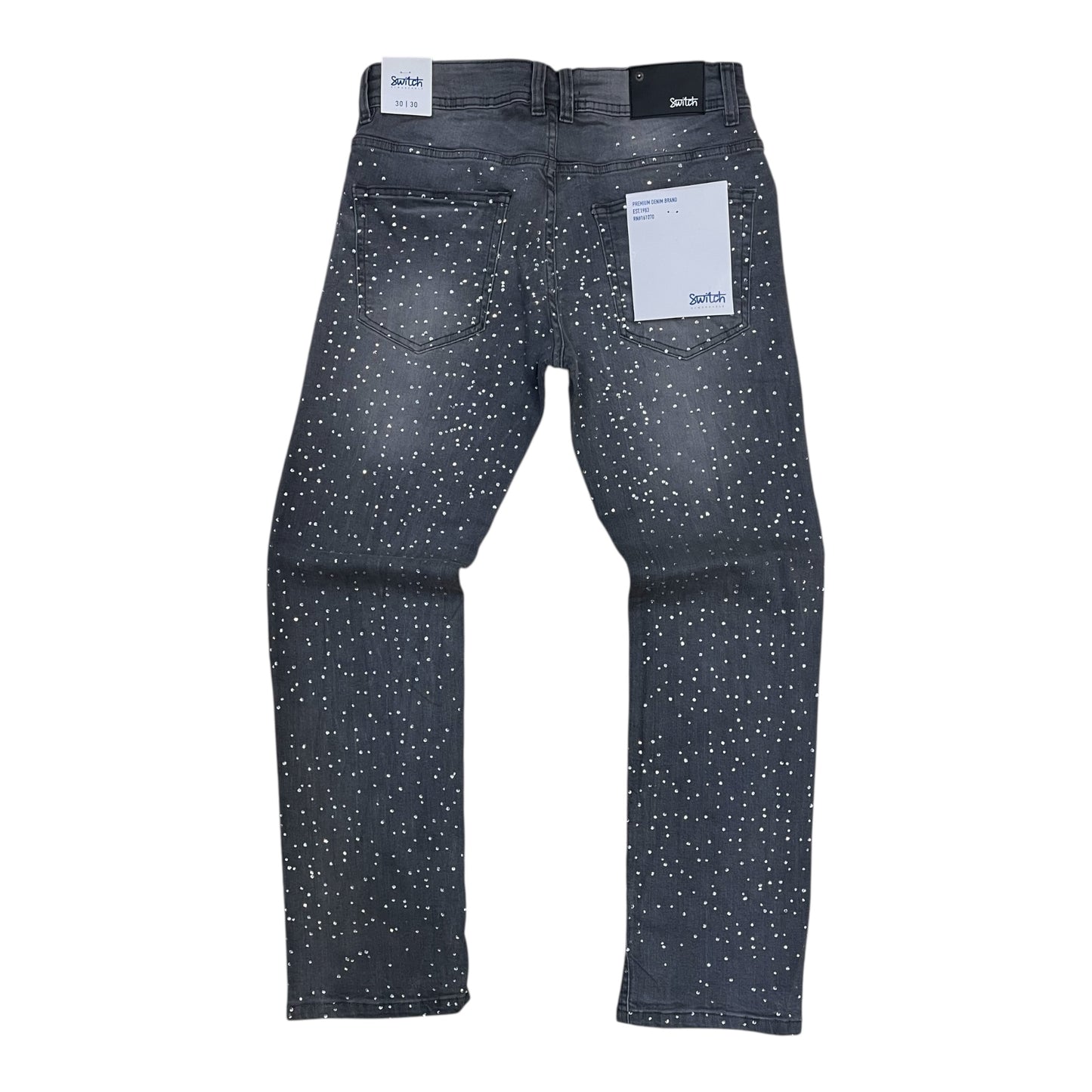 SM6603 - Rhinestone Allover Slim Straight-Fit Stretch Jeans