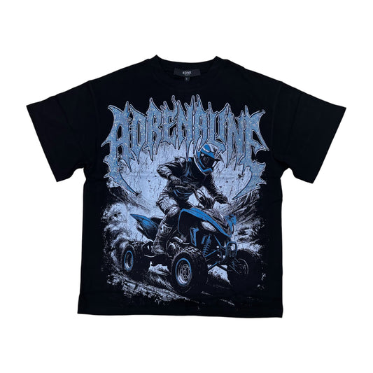 KNT130 - Adrenaline Motor with Rhinestone Boxy Graphic T-Shirt