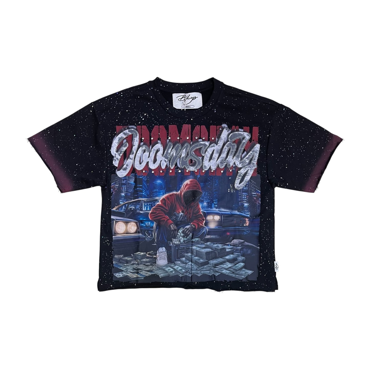 T1455 - Doomsday with Rhinestones Cropped Top T-Shirt