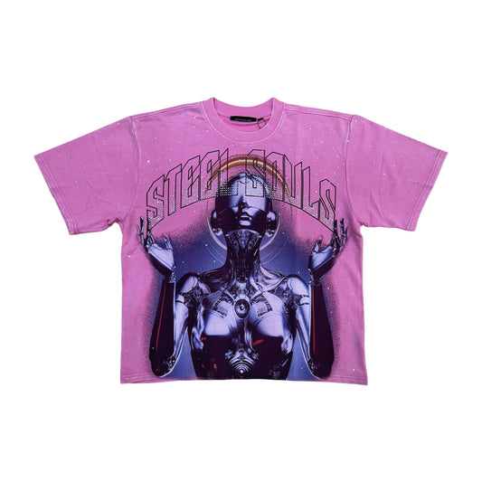 WH-610-11198 - Steel Souls with Rhinestones Cropped Graphic T-Shirt