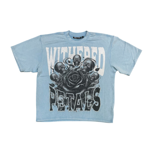 WH-610-11132 - Withered Petals with Rhinestones Cropped Graphic T-Shirt
