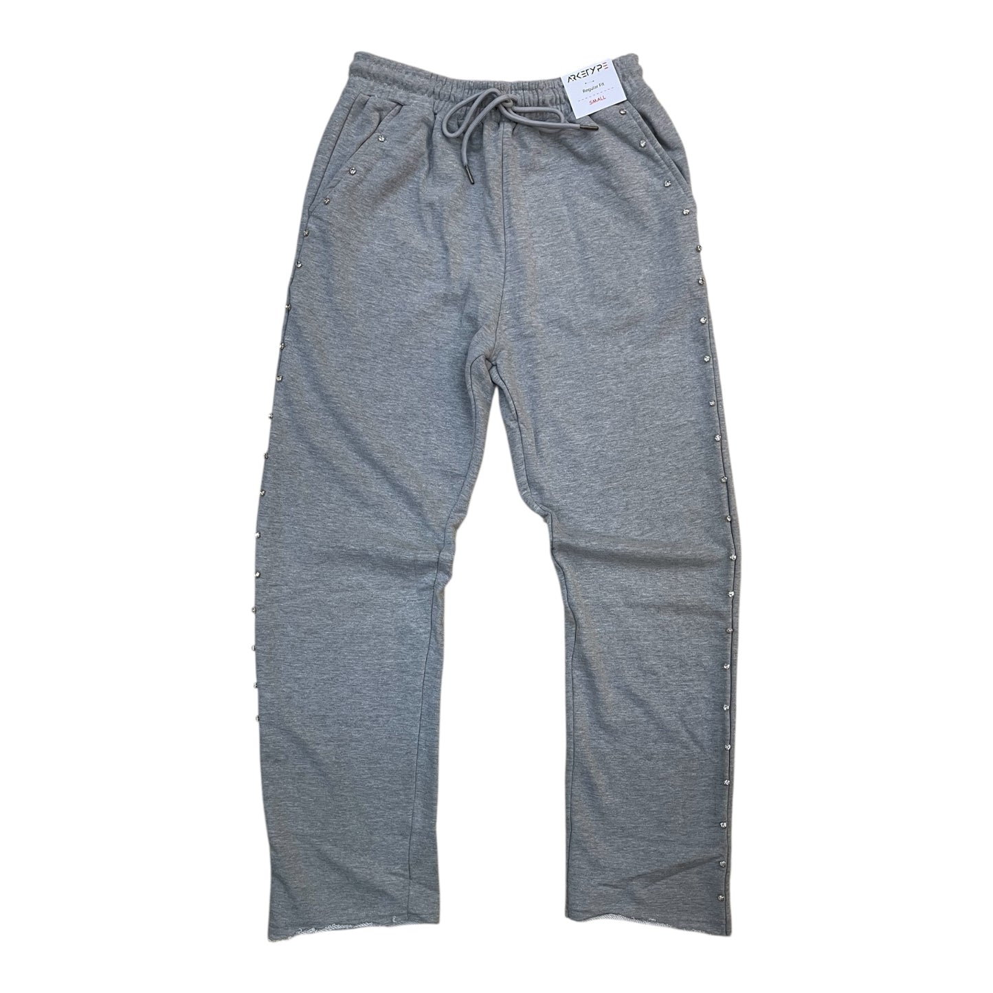 P563 - Side Rhinestone French Terry Straight-Fit Fleece Pants