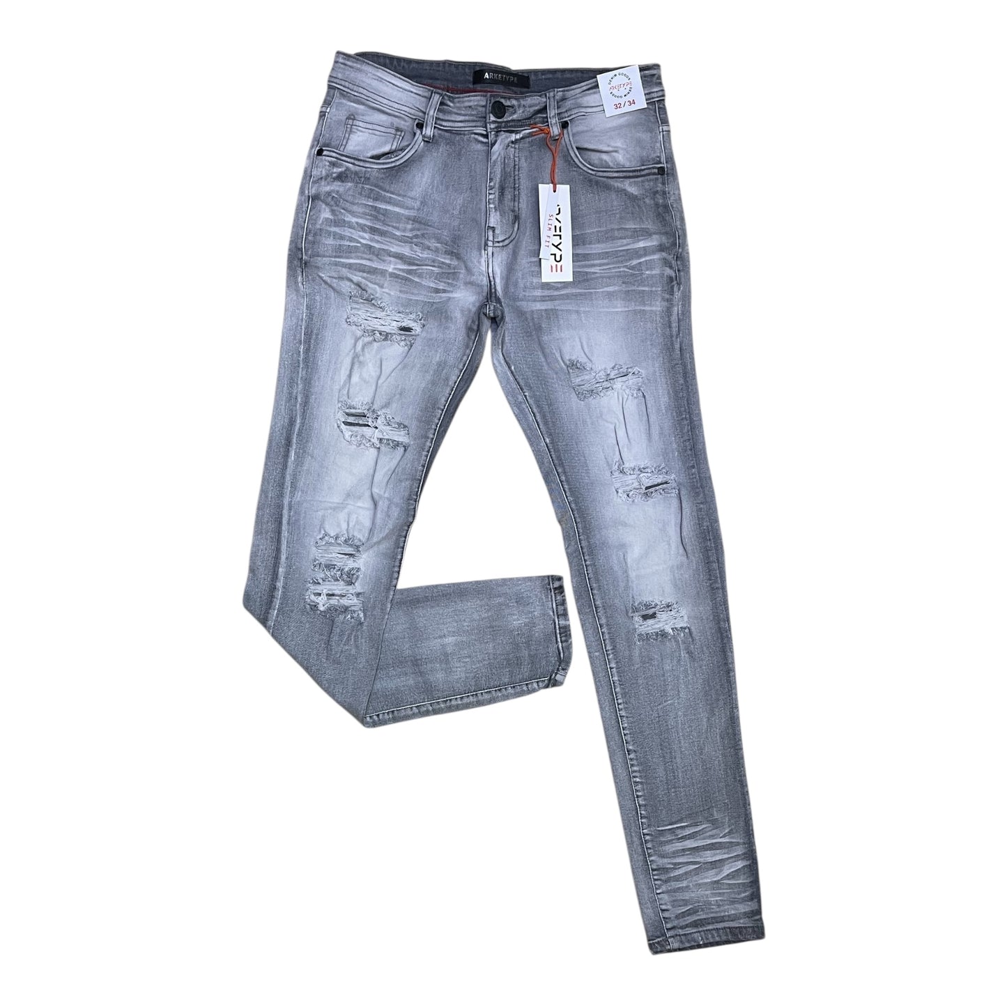 P540N - Double Whisker Rip n Repair Slim-Fit Stretch Jeans