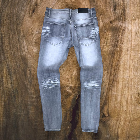 P540 - Double Whisker Rip n Repair Slim-Fit Stretch Jeans