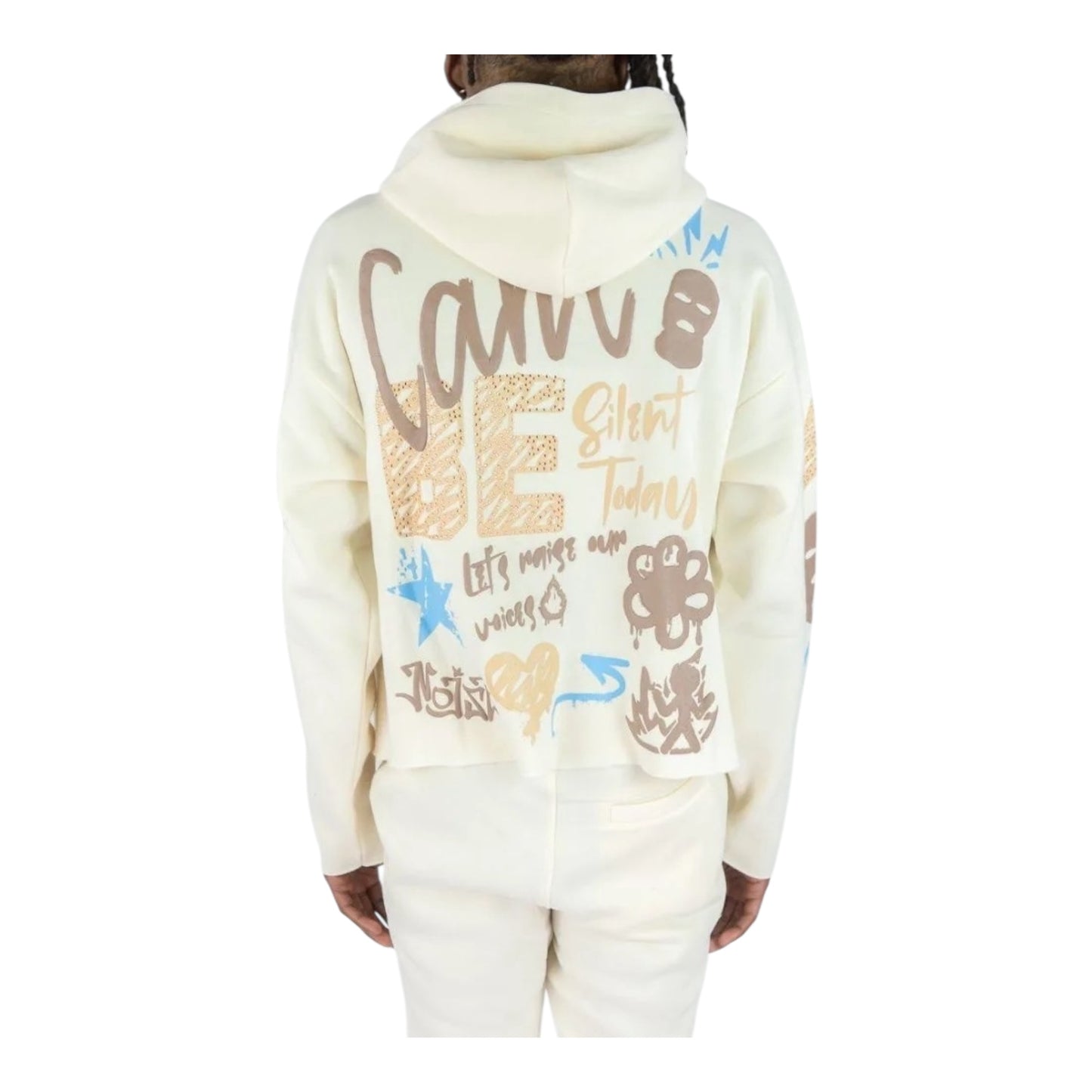 152-317 - CANT BE Graphic Cropped Fleece Hoodie