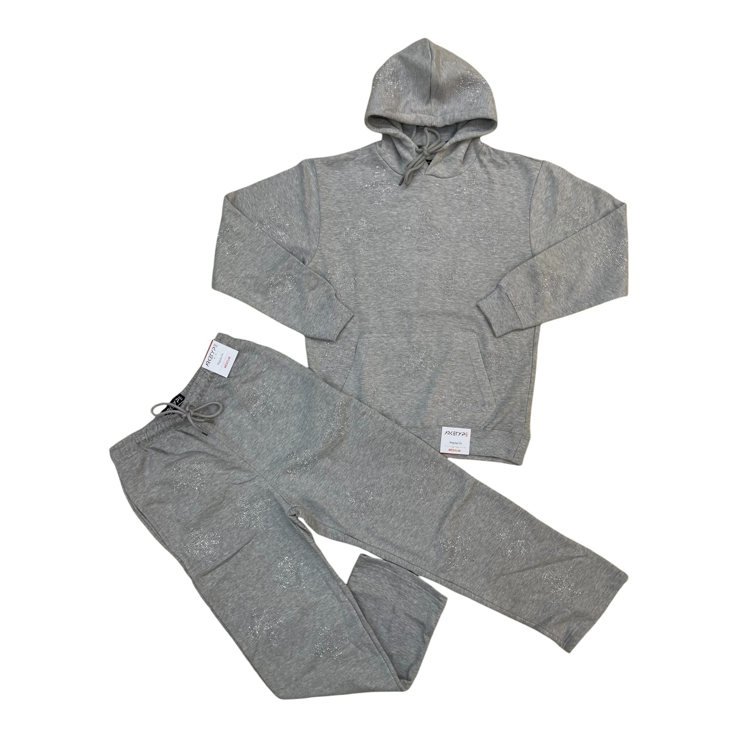 WH-FS565 - Cross Rhinestone Fleece Set w/Straight Pants