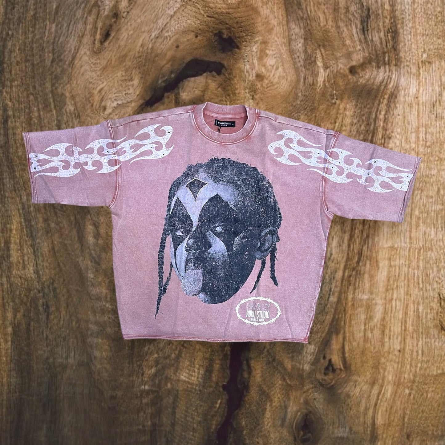 RK5481773 - RUTHLESS GLORY Studs with Rhinestones Cropped Drop Shoulder Fleece Crewneck