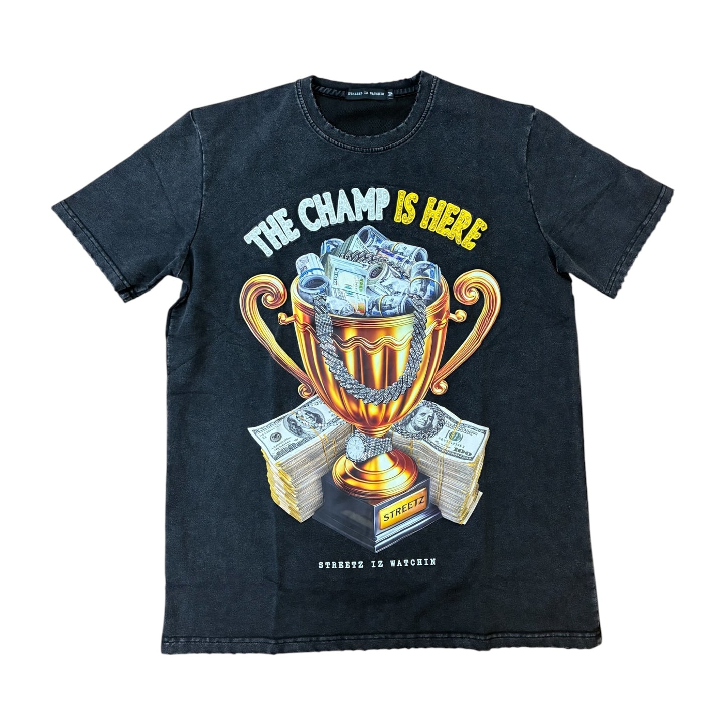 WH-SIW5225W - The Champ is Here Premium Washed Graphic T-Shirt