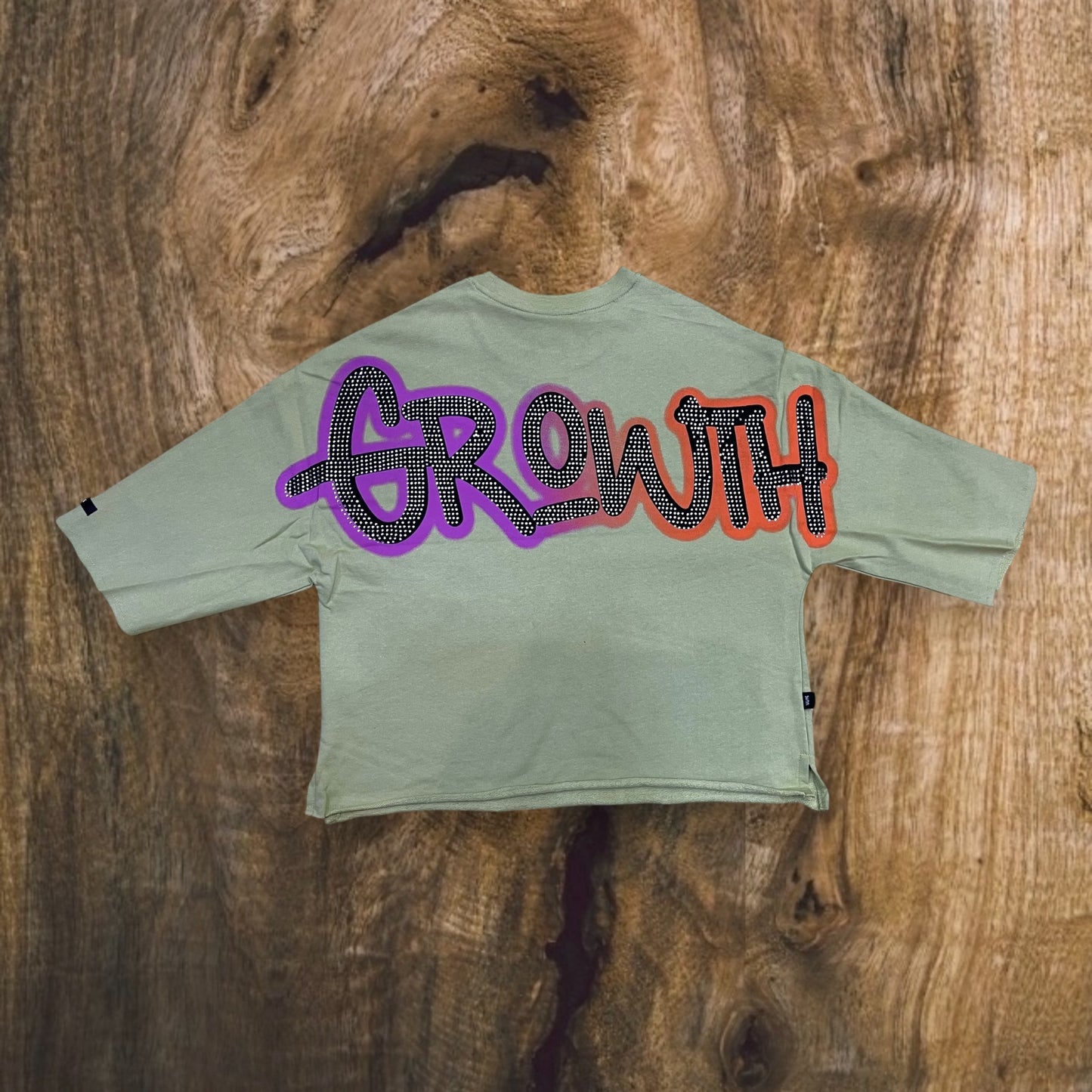 SW5114 - Growth Rhinestones Graphic Cropped Top T-Shirt