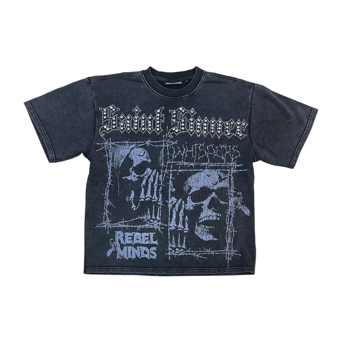WH-610-11129 - Whispers with Rhinestones n Studs Cropped Graphic T-Shirt