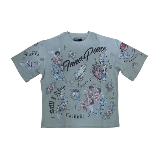 WH-RK1482091 - Faith Faded with Rhinestones Boxy Graphic T-Shirt