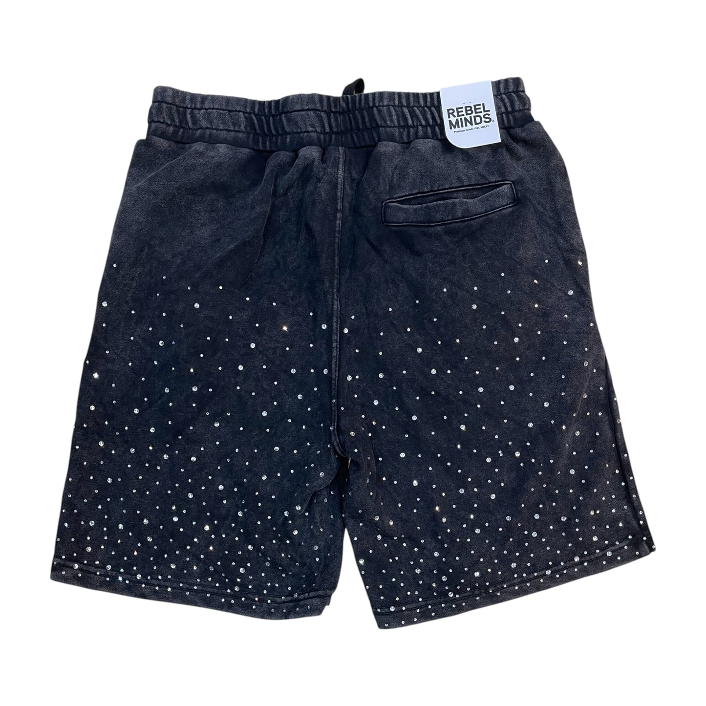 610-11966 - Washed Rhinestone Galaxy French Terry Fleece Shorts