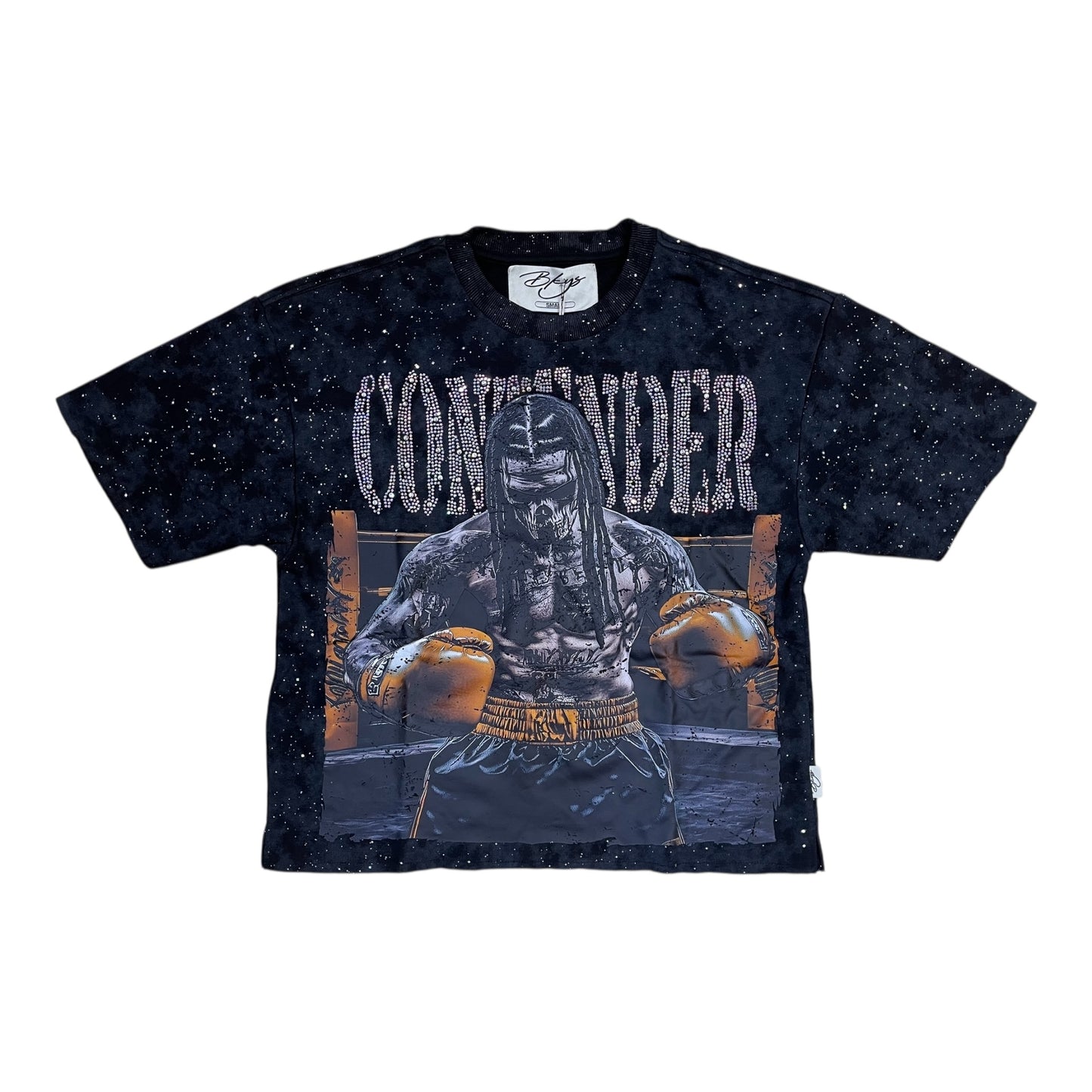 T1420 - Contender with Rhinestones Cropped Top T-Shirt