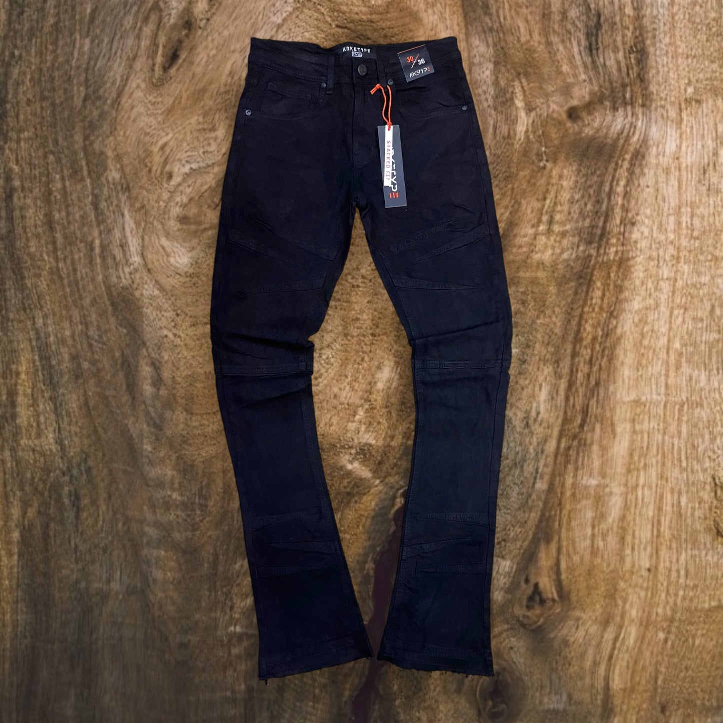 P438 - Rio Stacked Flare Jeans (Jet Black)