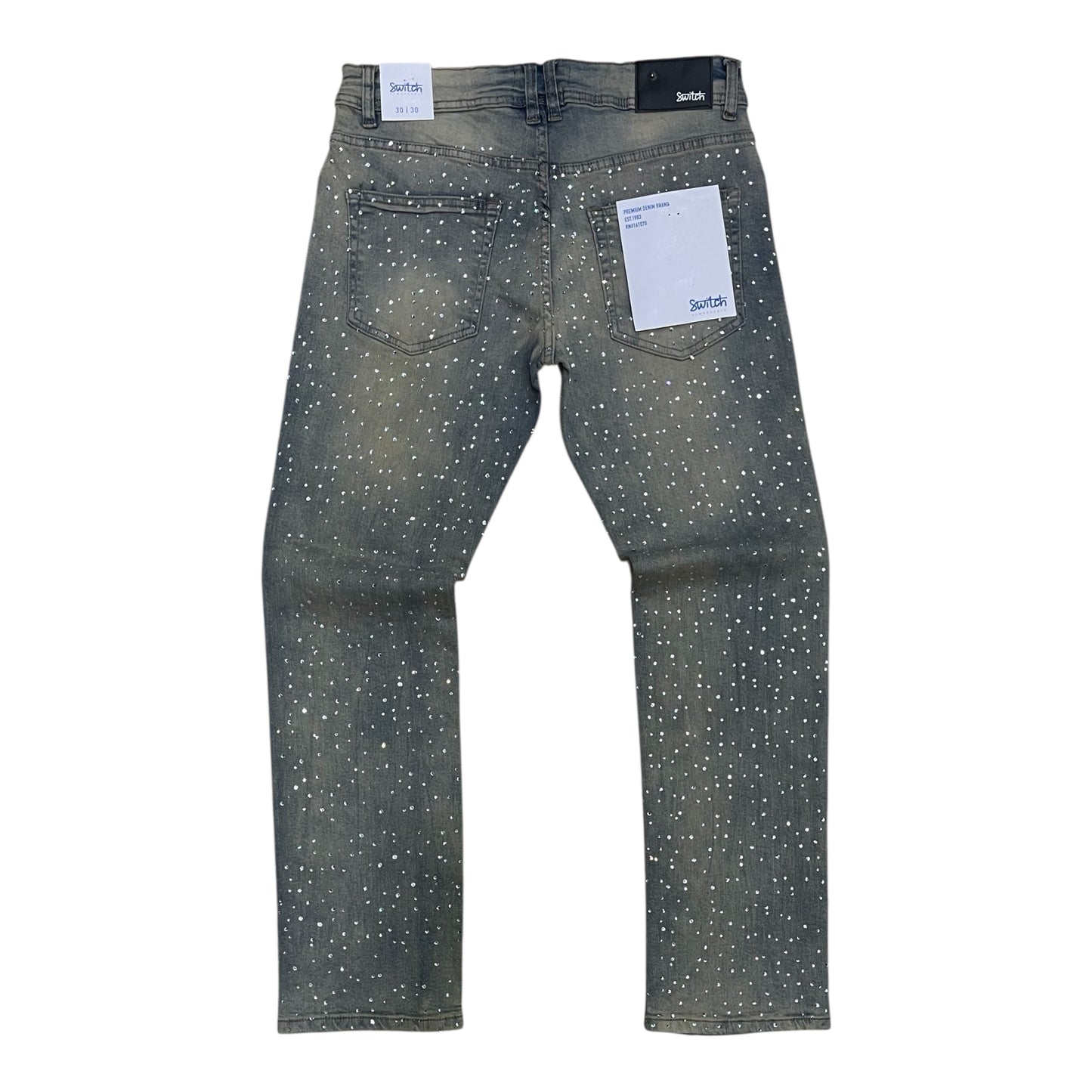 SM6603 - Rhinestone Allover Slim Straight-Fit Stretch Jeans