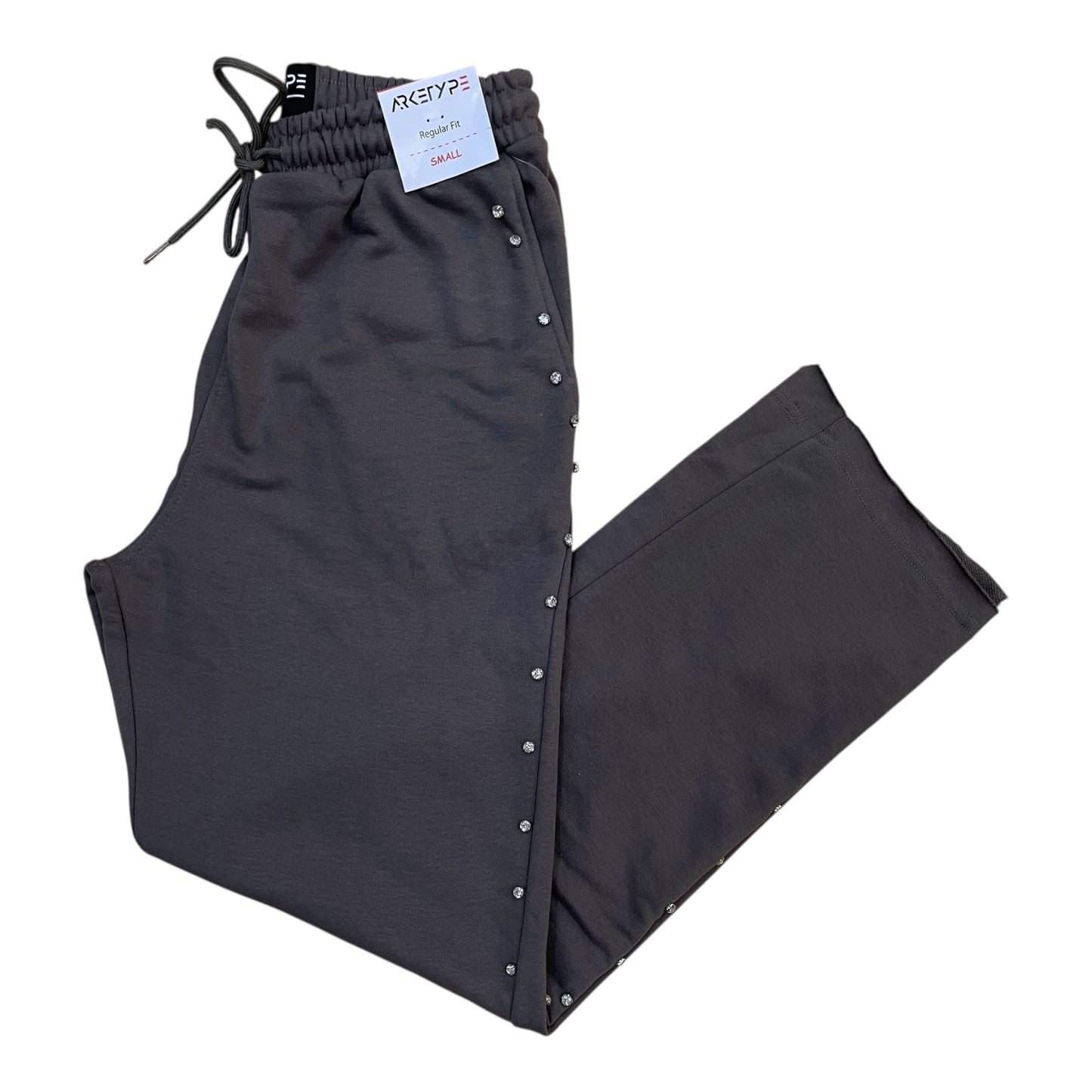 P563 - Side Rhinestone French Terry Straight-Fit Fleece Pants