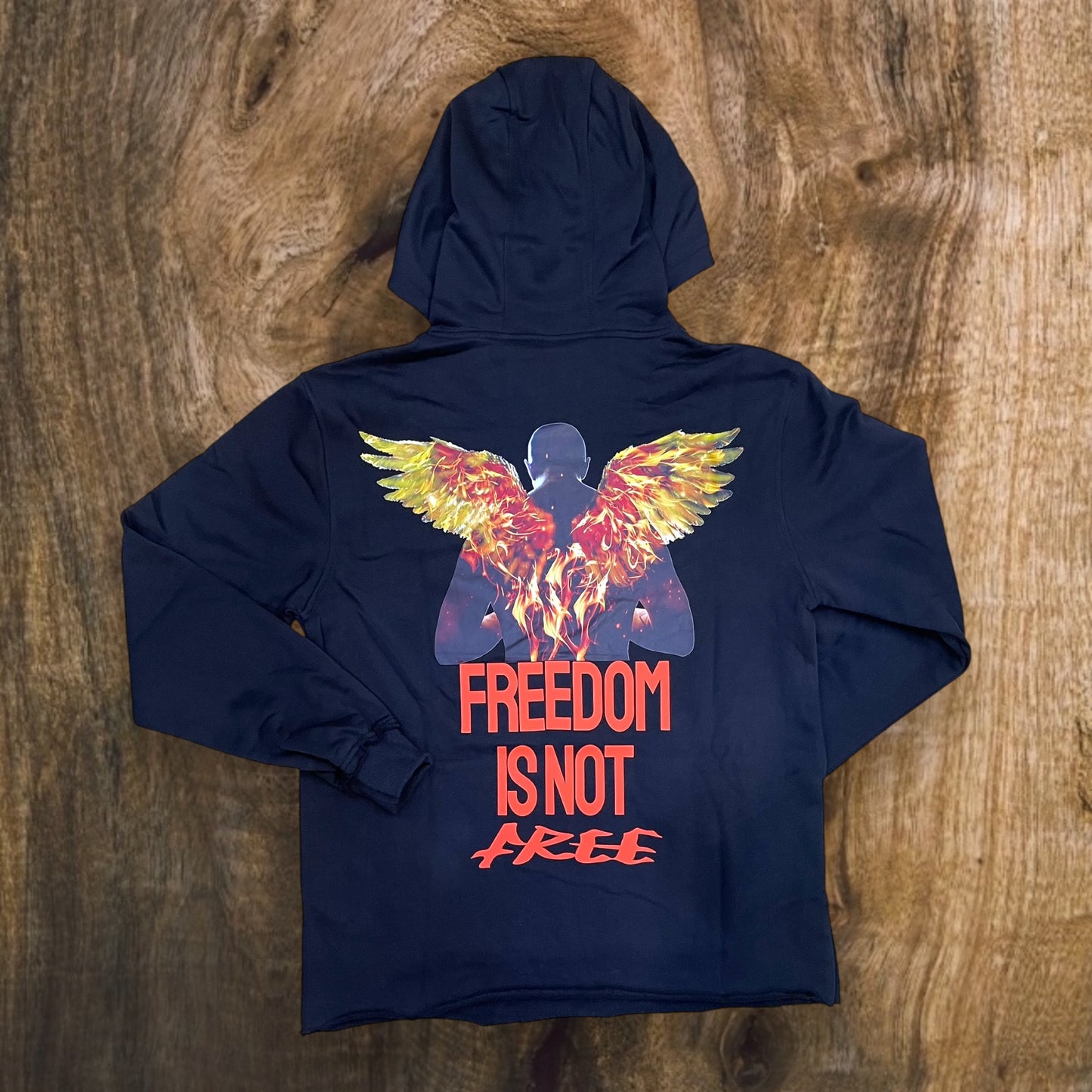 FLH462 - Freedom is Not Free Crop & Raw Edge Pullover Hoodie