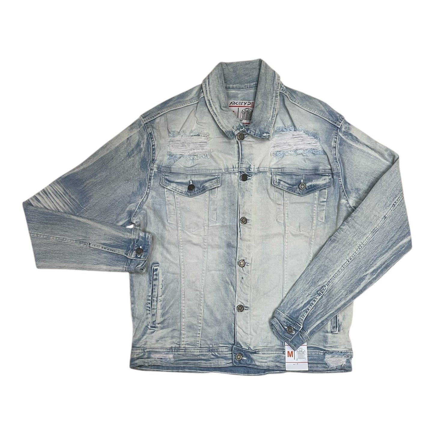 J540N - Double Whisker Rip n Repair Denim Stretch Jacket