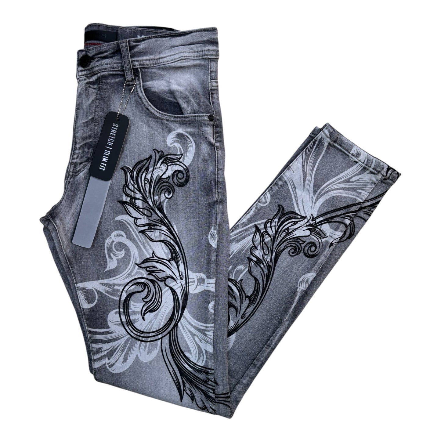 P614 - Victory Baroque Style Slim-Fit Stretch Jeans
