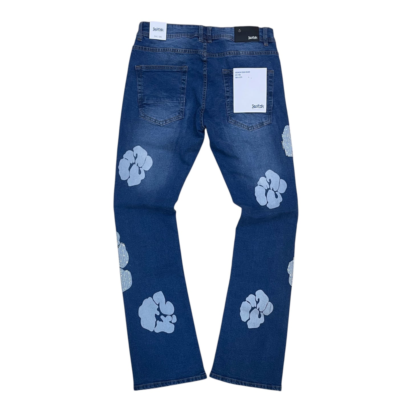 SM6613 - Popcorn Rhinestone Stretch Stacked Flared Jeans