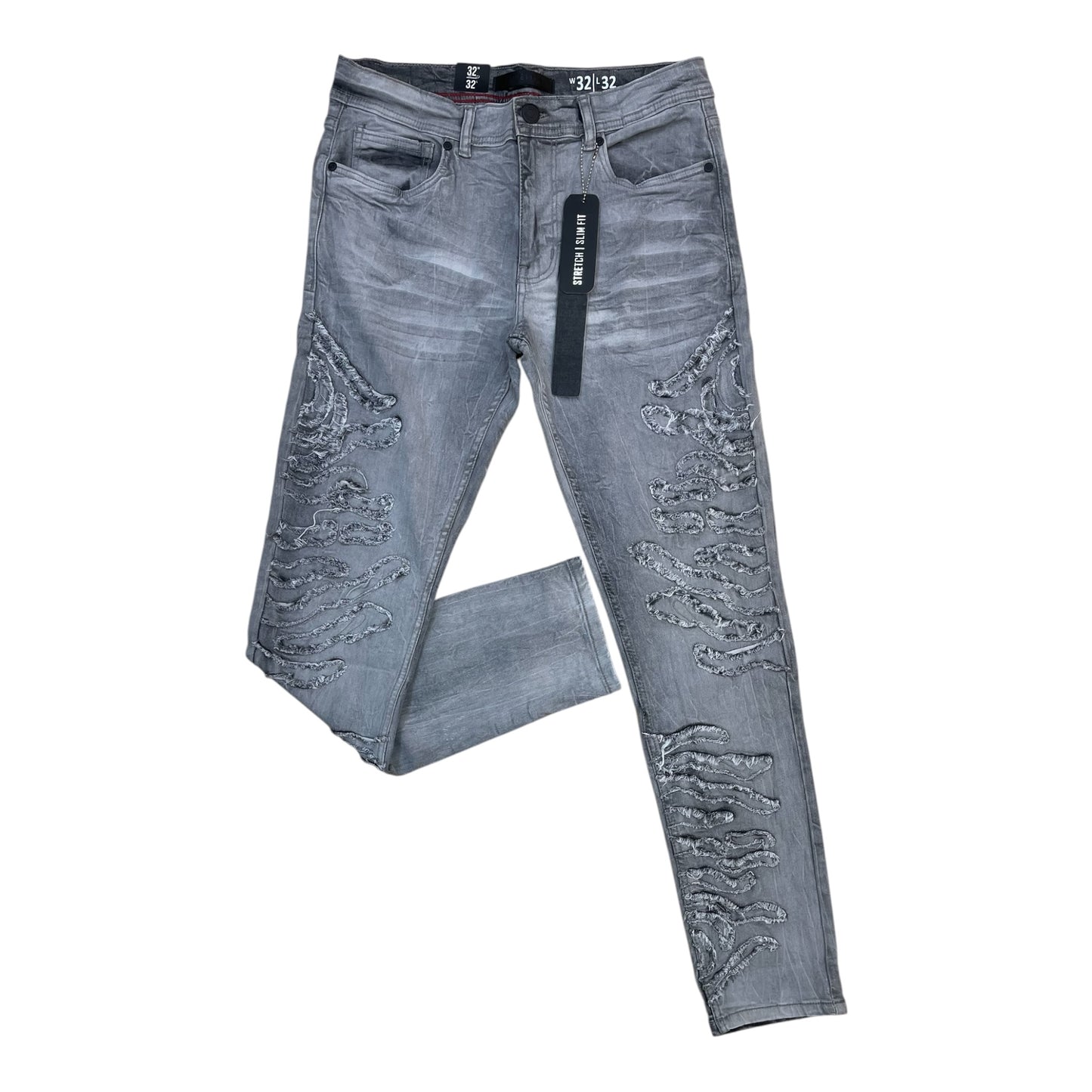 WH-P617 - Cypress Laser Motif Slim-Fit Stretch Jeans
