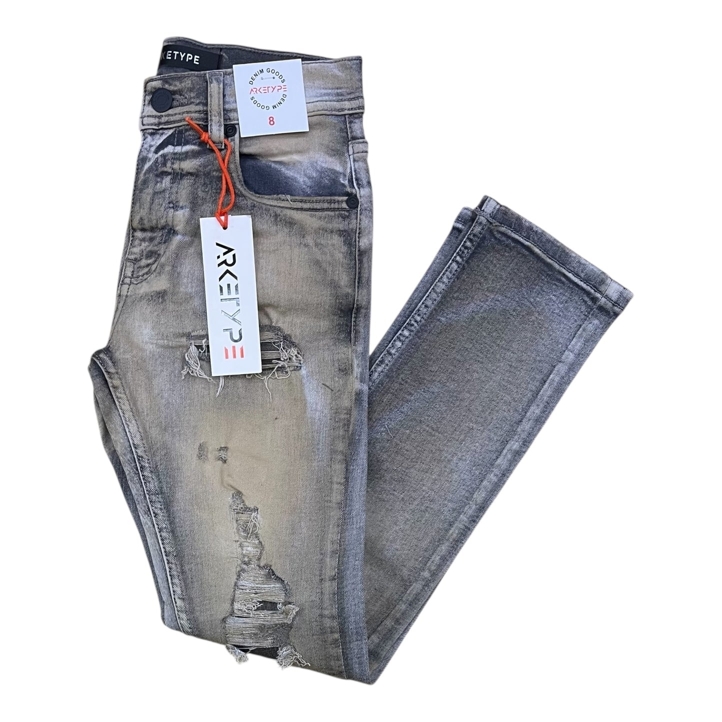 P550K - Boy's/Kids Milan Distressed Slim-Fit Stretch Jeans
