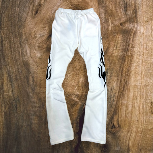 SB3400 - Flame Puff Print Fleece Stacked Pants