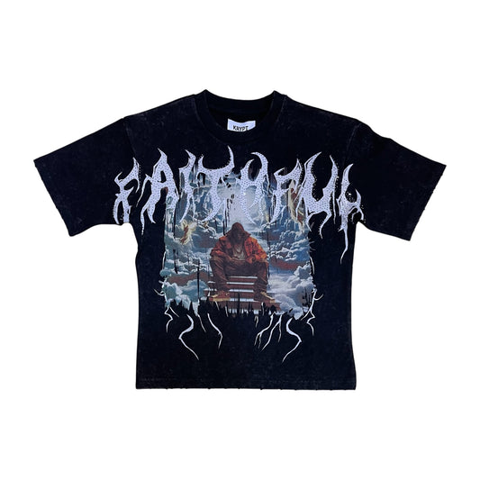 KR605K - Boy's/Kid's Faithful Rhinestones Cropped Top T-Shirt