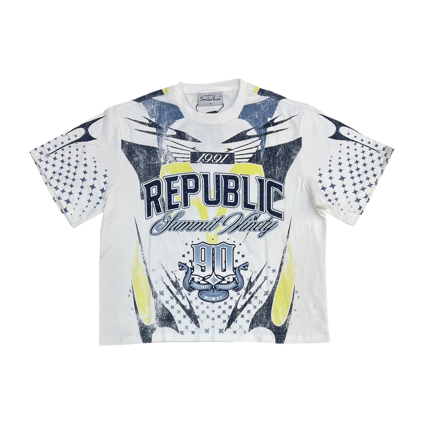 WH-KT26S551 - Republic Premium Rhinestone Boxy Graphic T-Shirt