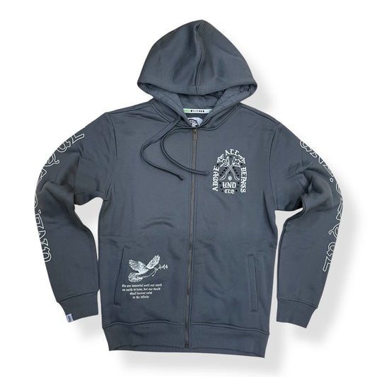 UF5604 - Above All Graphic Zip Down Rhinestone Hoodie