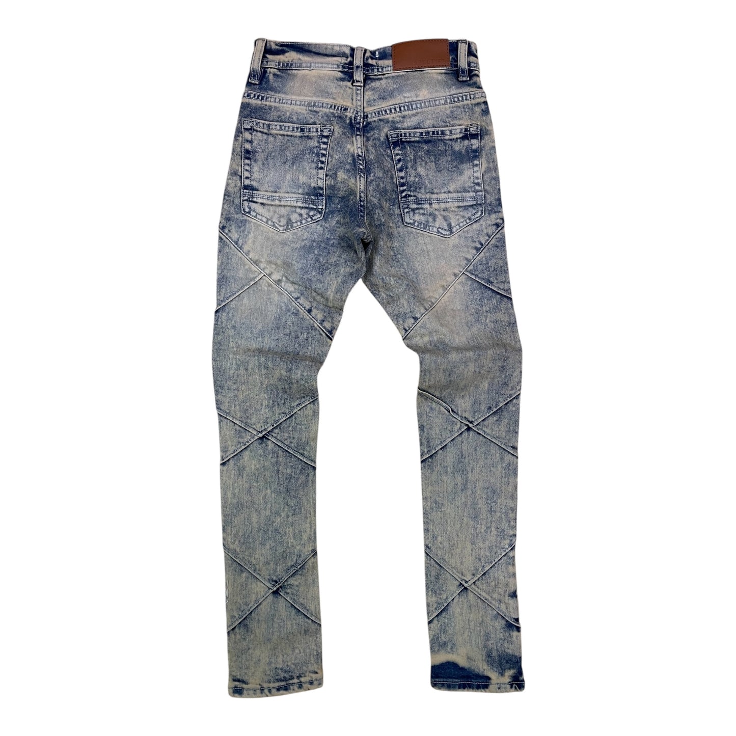 P507K - Boy's/Kids Pleated Edge Ripped Slim-Fit Stretch Jeans