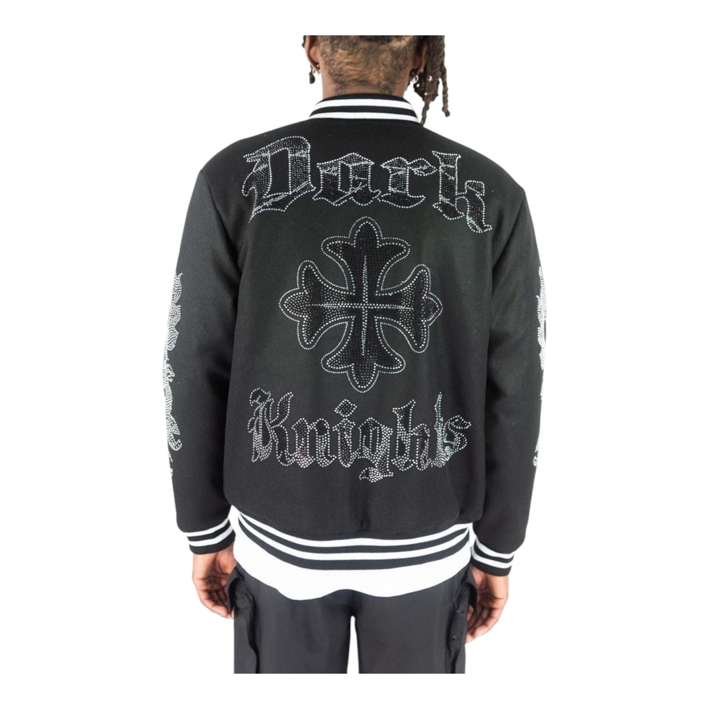 152-514 - Dark Knights Rhinestone Varsity Jacket (Black)