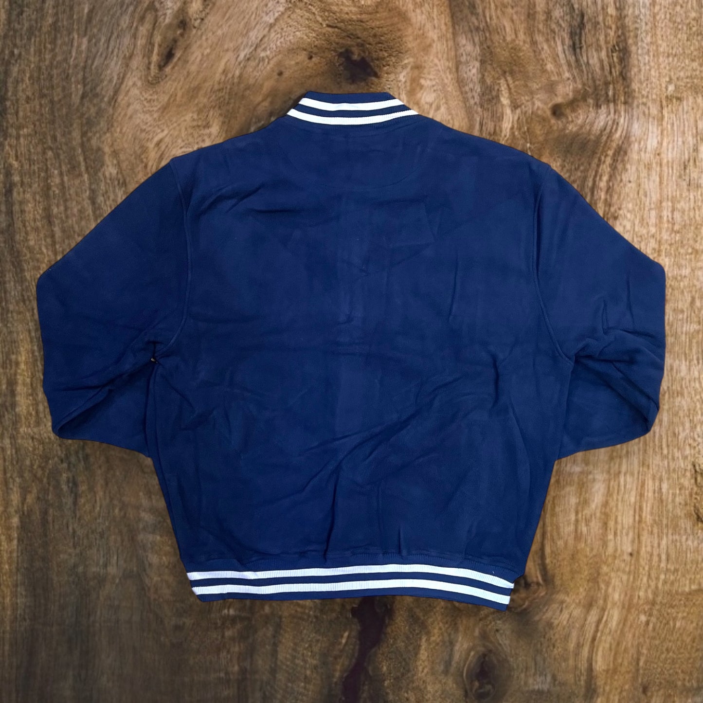 JK534 - New York Solid City Varsity Jacket (Navy/White)