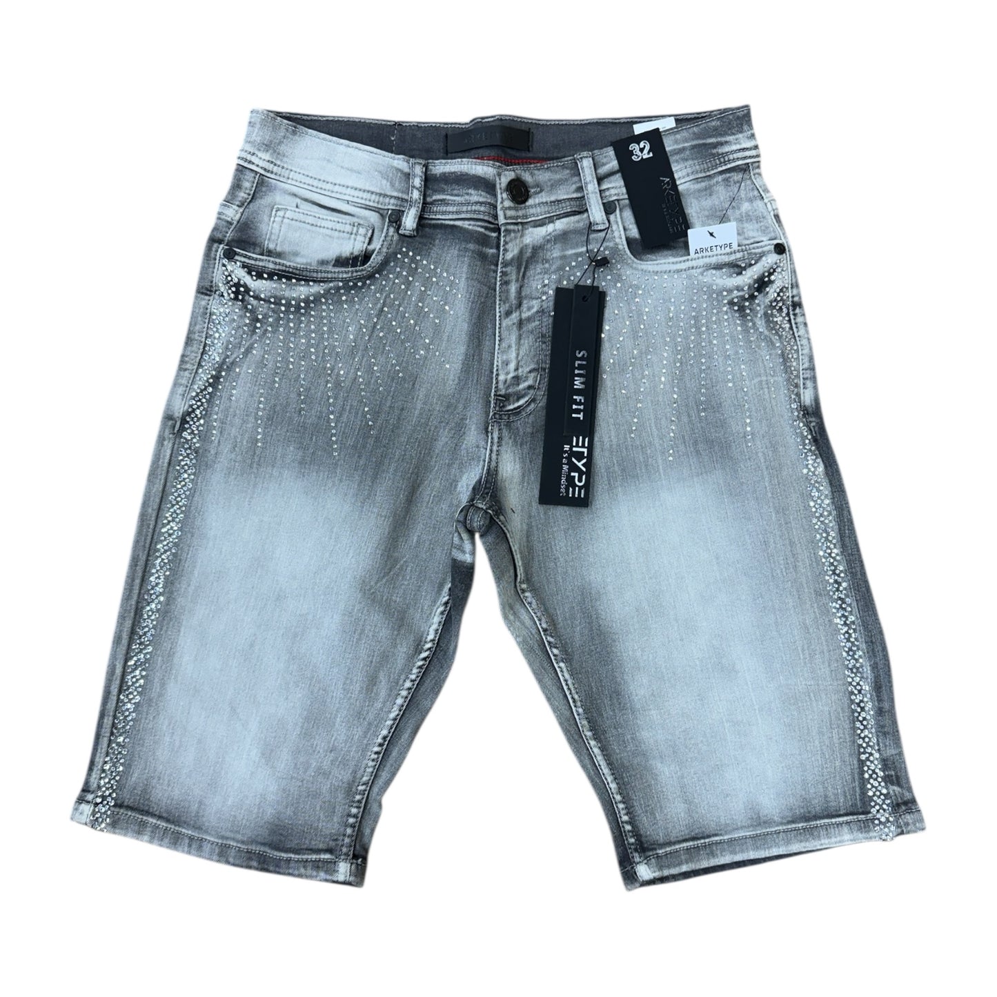 S603 - Starlight Rhinestone Patterned Slim-Fit Stretchable Shorts