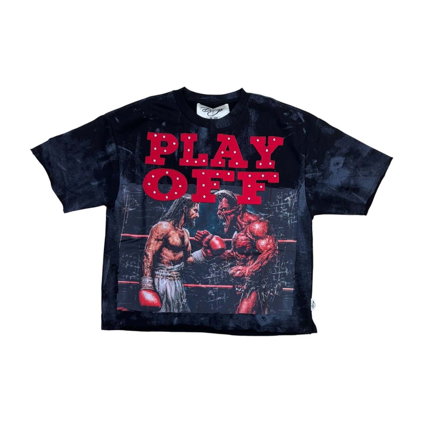 WH-T1495 - Play Off with Rhinestones Cropped Top T-Shirt