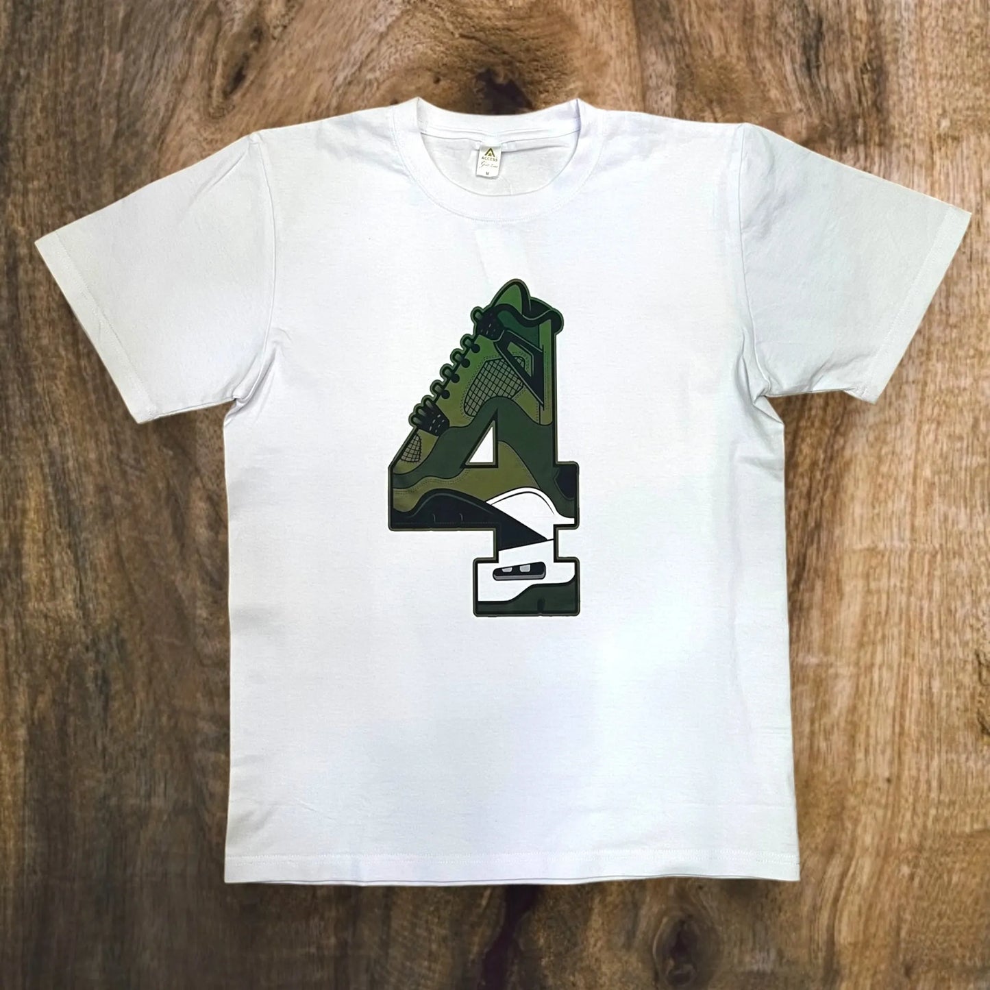 JC081724 - Number 4 Olive Green Relaxed-Fit Graphic T-Shirt