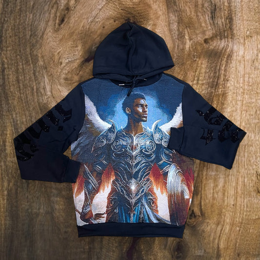 FB2555 - Sinner Rhinestone Tapestry Graphic Hoodie