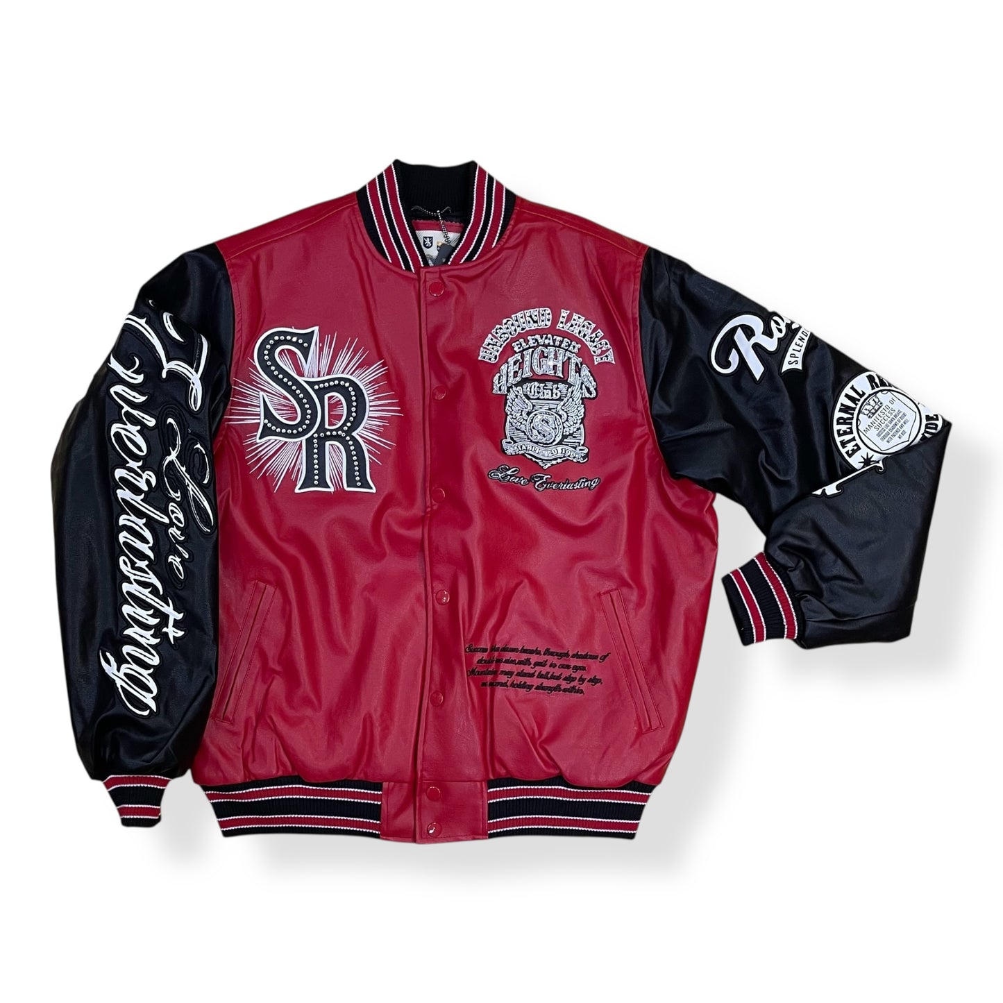 OH25699 - Unbound Legacy Elevated Heights PU with Rhinestone Varsity Jacket