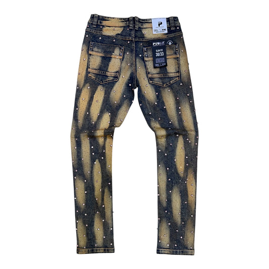 Kd2577 -  Premium Gem-Studded n Rhinestone Slim-Fit Stretch Jeans (Vintage)