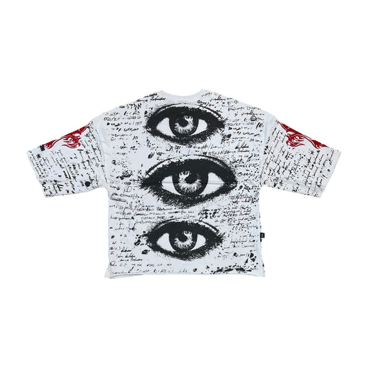 WH-SW6115 - Saint Ruins with Silver Studs Cropped Top Graphic T-Shirt